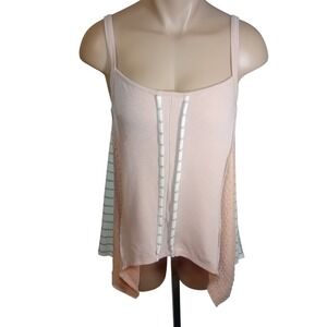 NEW‎ NWT Sugarfox Colorblock Flowy Tank Top Patchwork Striped Swiss Dot Boho M
